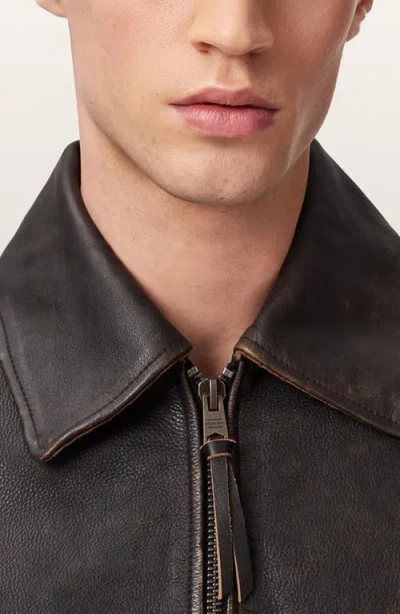 Allsaints Garrison Leather Jacket In Brown