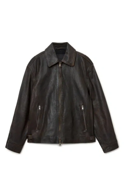 Allsaints Garrison Leather Jacket In Brown