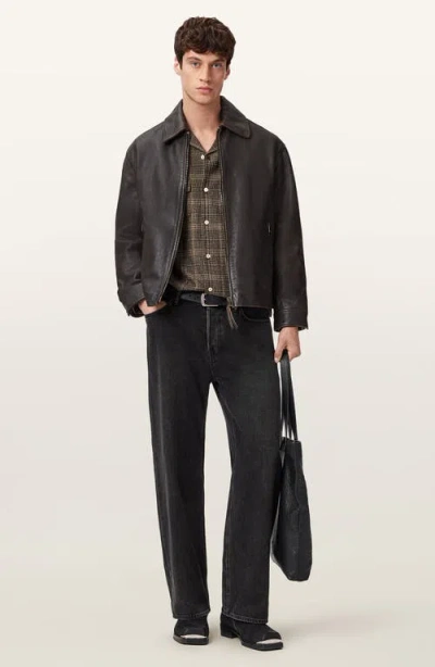 Allsaints Garrison Leather Jacket In Brown