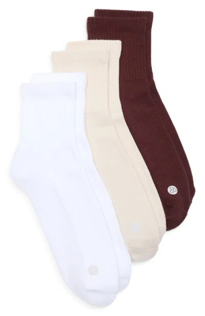 Zella Assorted 3-pack Half Crew Socks In Brown