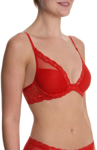 Natori Feathers Plunge T-shirt Basics Bra In Red