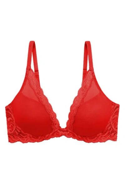 Natori Feathers Plunge T-shirt Basics Bra In Red