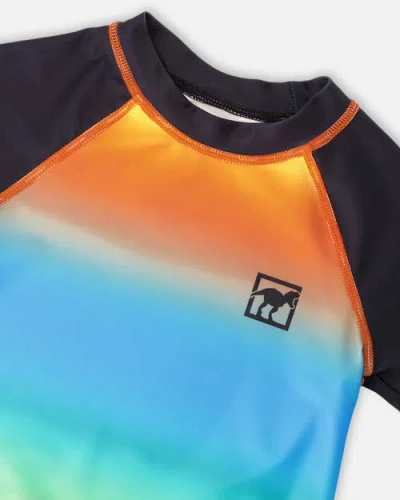 Deux Par Deux Short Sleeve Gradient Rashguard In Multi