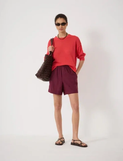 Hush Luce Linen Blend Pull On Shorts In Burgundy