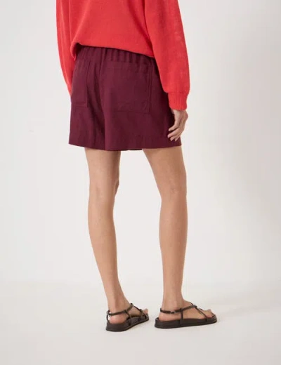 Hush Luce Linen Blend Pull On Shorts In Burgundy