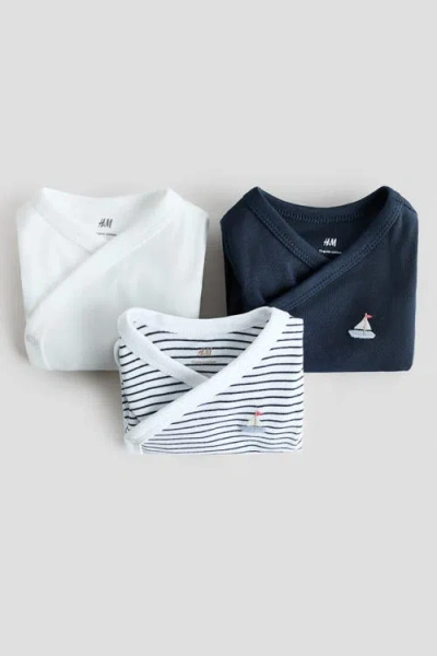 H&m 3-pack Wrapover Bodysuits In Multi