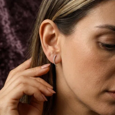 Spero London Sterling Silver Fishbone Earrings In Metallic