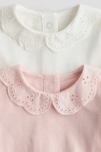 H&m 2-pack Embroidery-detail Bodysuits In Multi