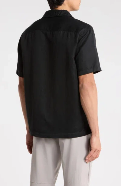 Ag Marco Solid Camp Shirt In Black