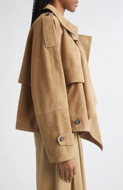 Monse Cascade Double Breasted Suede Jacket In Black
