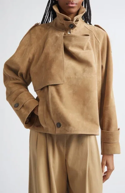 Monse Cascade Double Breasted Suede Jacket In Black