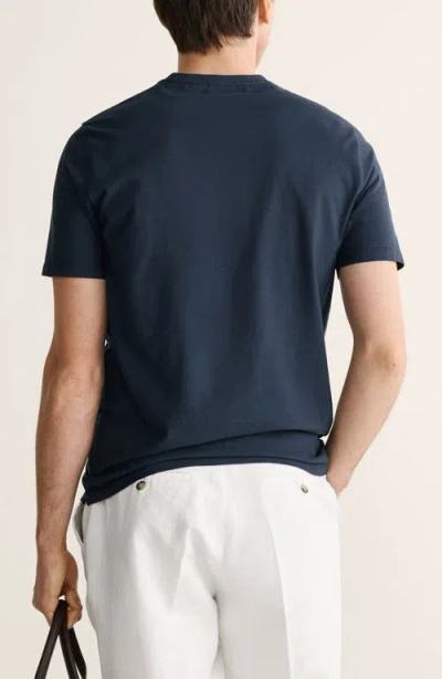 Mango Slim Fit Cotton T-shirt In Blue