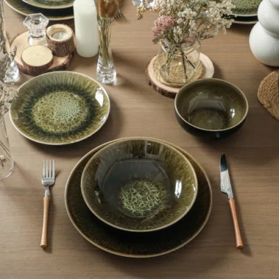 Stone Lain Riley 16pc Dinnerware Set In Green