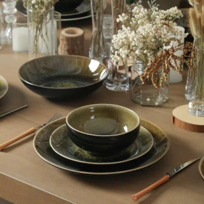 Stone Lain Riley 16pc Dinnerware Set In Green