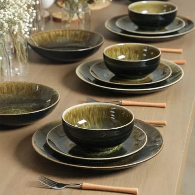 Stone Lain Riley 16pc Dinnerware Set In Green