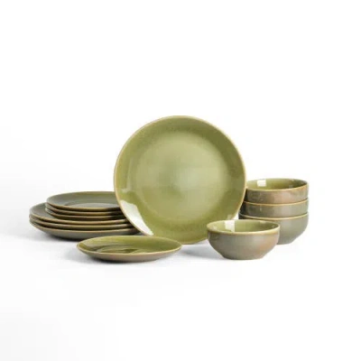 Stone Lain Riley 12pc Dinnerware Set In Green