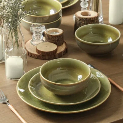 Stone Lain Riley 12pc Dinnerware Set In Green
