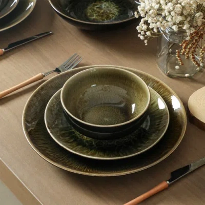 Stone Lain Riley 12-piece Dinnerware Set Stoneware In Green