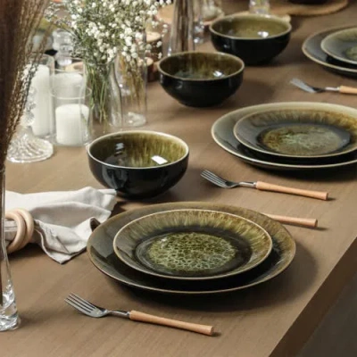 Stone Lain Riley 12-piece Dinnerware Set Stoneware In Green