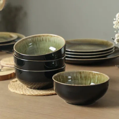 Stone Lain Riley 12-piece Dinnerware Set Stoneware In Green