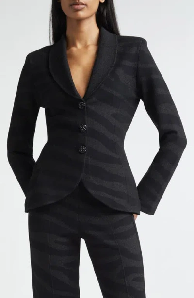 St John St. John Tatum Metallic Zebra Jacket In Black