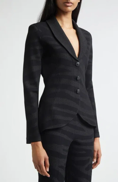 St John St. John Tatum Metallic Zebra Jacket In Black