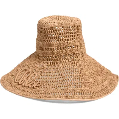 Chloé Raffia Capeline Hat In Brown