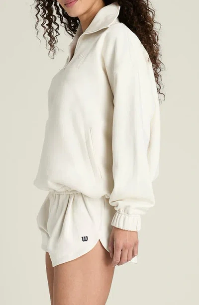 Wilson Collared Half Zip Sweatshirt In White