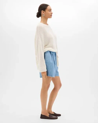 Another Tomorrow Draped Crew Knit In White