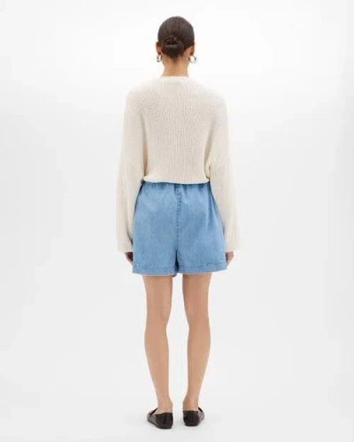 Another Tomorrow Draped Crew Knit In White