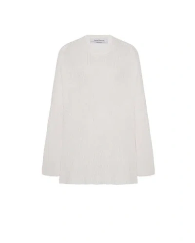 Another Tomorrow Draped Crew Knit In White