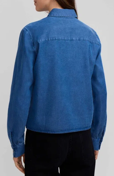Foxcroft Jodie Denim Button-up Shirt In Blue