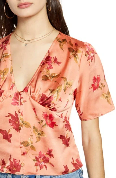 Leith Button-up Satin Top In Multi