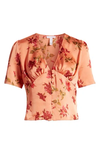 Leith Button-up Satin Top In Multi
