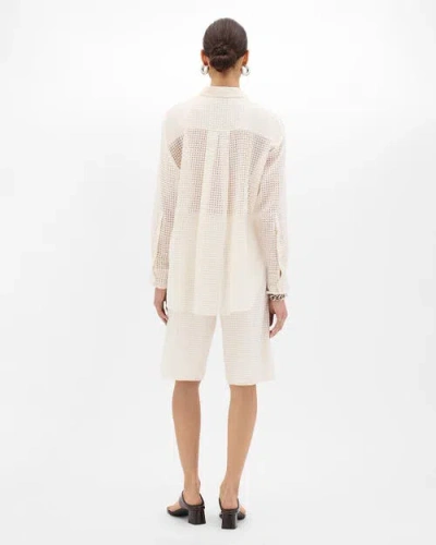 Another Tomorrow Gingham Blouse In White