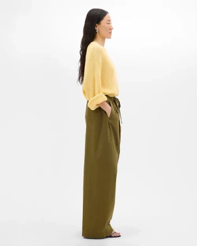 Another Tomorrow Draped Crew Knit In Orange