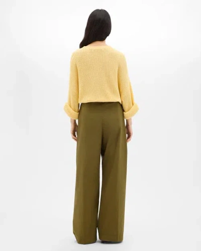 Another Tomorrow Draped Crew Knit In Orange