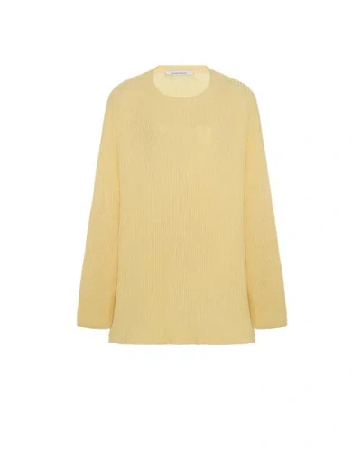 Another Tomorrow Draped Crew Knit In Orange