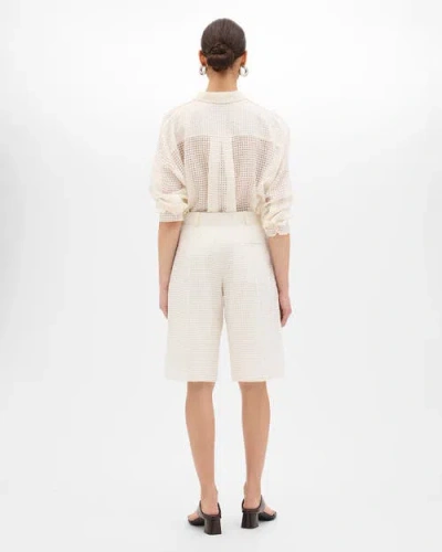 Another Tomorrow Gingham Bermuda Pant In White