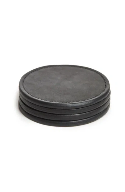 Korchmar Blake Leather Coaster Set In Black