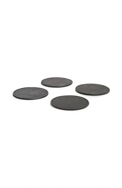 Korchmar Blake Leather Coaster Set In Black
