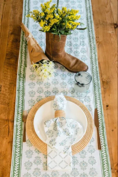 Mended Lotus Table Runner In Blue