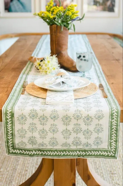 Mended Lotus Table Runner In Blue