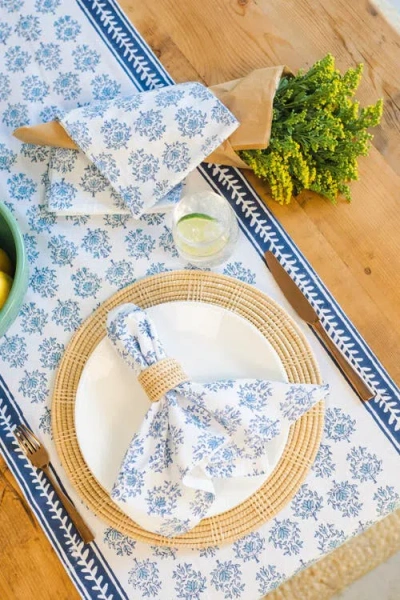 Mended Lotus Table Runner In Blue