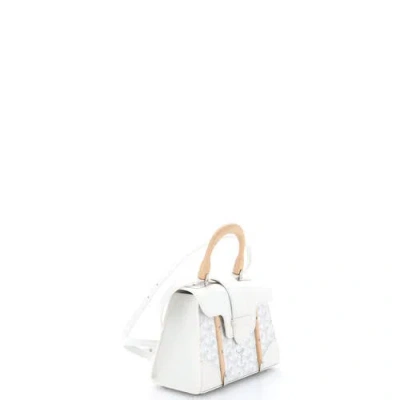 Pre-owned Goyard  Goyard Structured Saigon Top Handle Bag Coated Canvas With Leather Mini In White