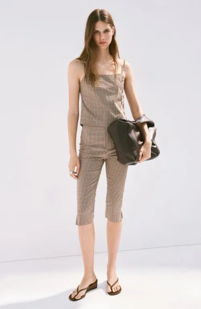 Mango Gingham Print Crop Camisole In Multi