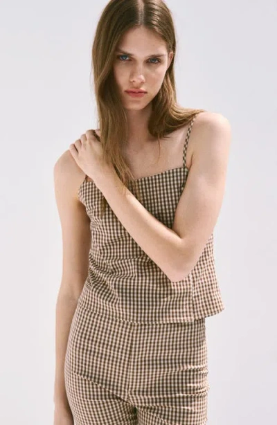 Mango Gingham Print Crop Camisole In Multi