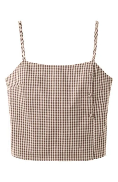 Mango Gingham Print Crop Camisole In Multi