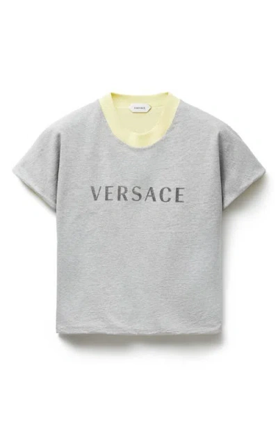 Versace Logo-print Layered-effect T-shirt In Gray