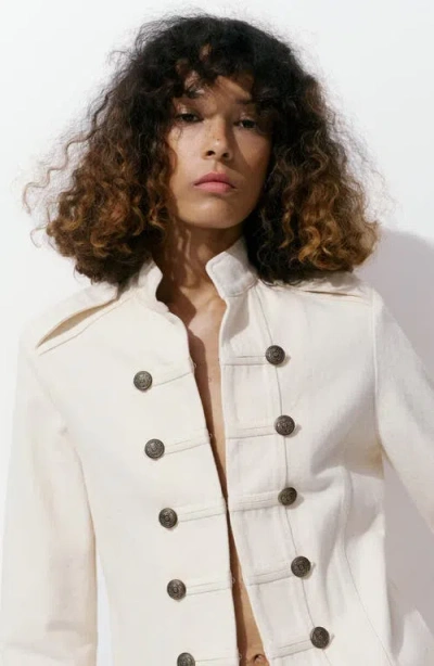 Mango Fitted Denim Jacket In Neutral